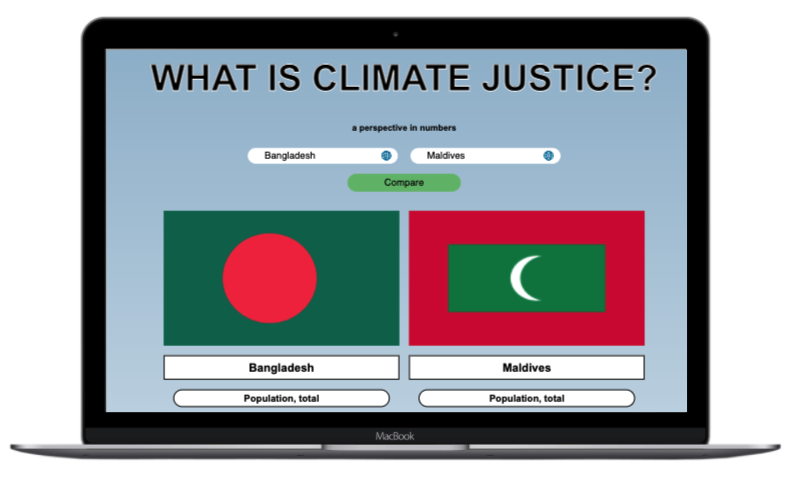 The Climate Justice project displayed on a laptop